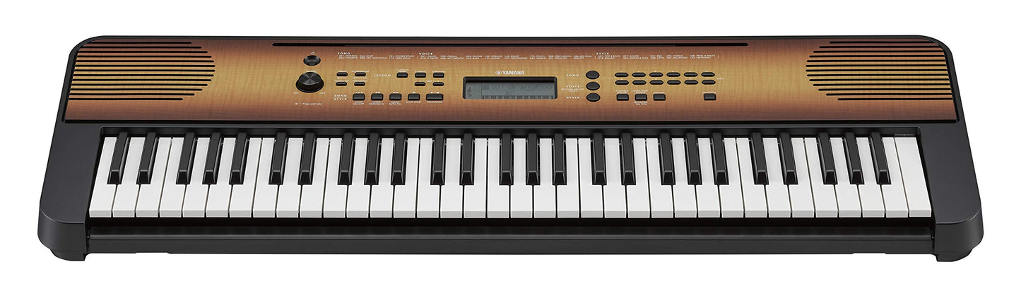 Yamaha PSRE360 61-Key Touch Sensitive Portable Keyboard with Power Supply, Maple Finish