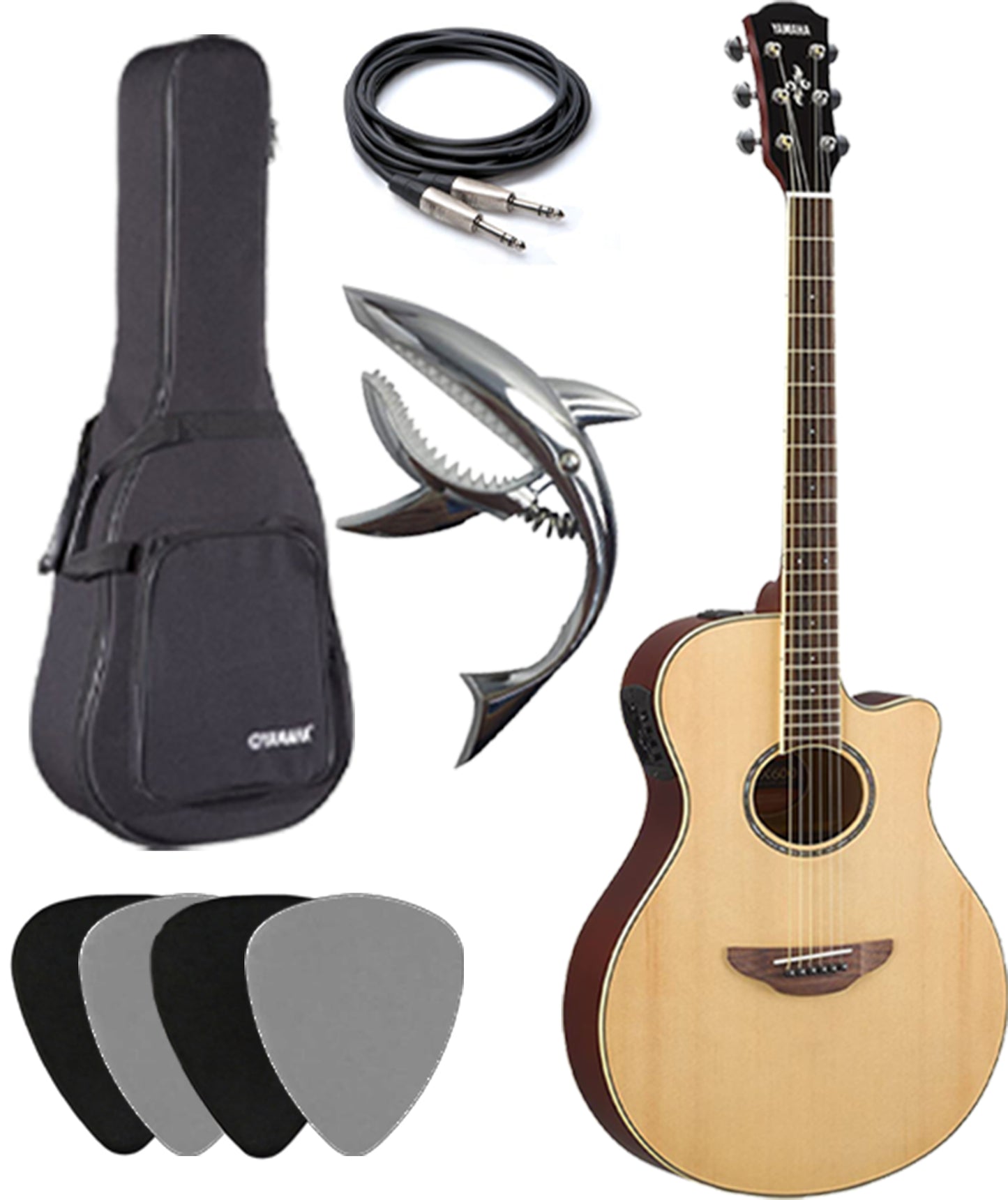 Yamaha APX600 Acoustic - Electric Guitar Deluxe Package - Natural